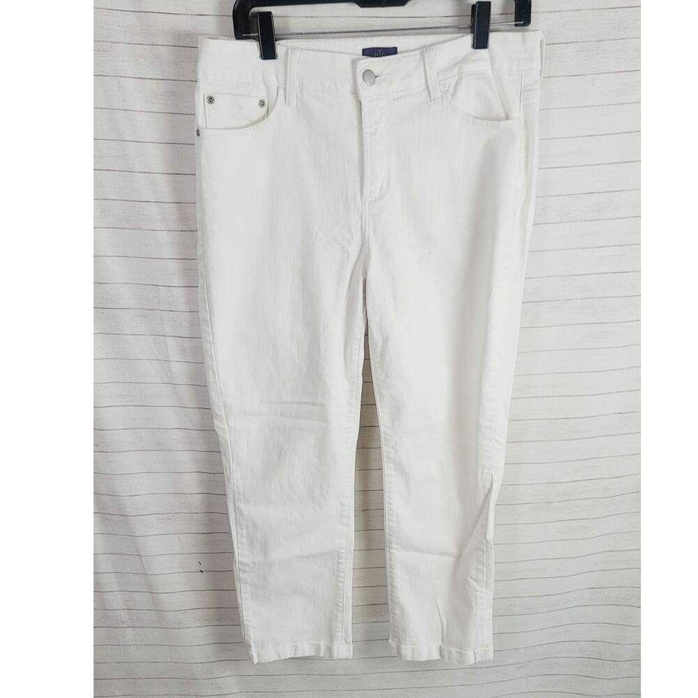 NYDJ ROLLED CUFF ANKLE JEANS IN WHITE, SZ 12